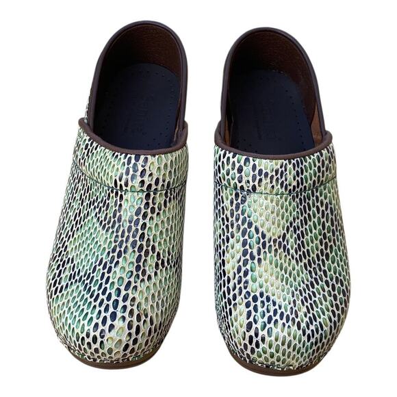 Sanita Clogs Womens Colorful Leather Snake Pattern Nurse SlipOns Size EU 35 US 4 - Picture 3 of 16